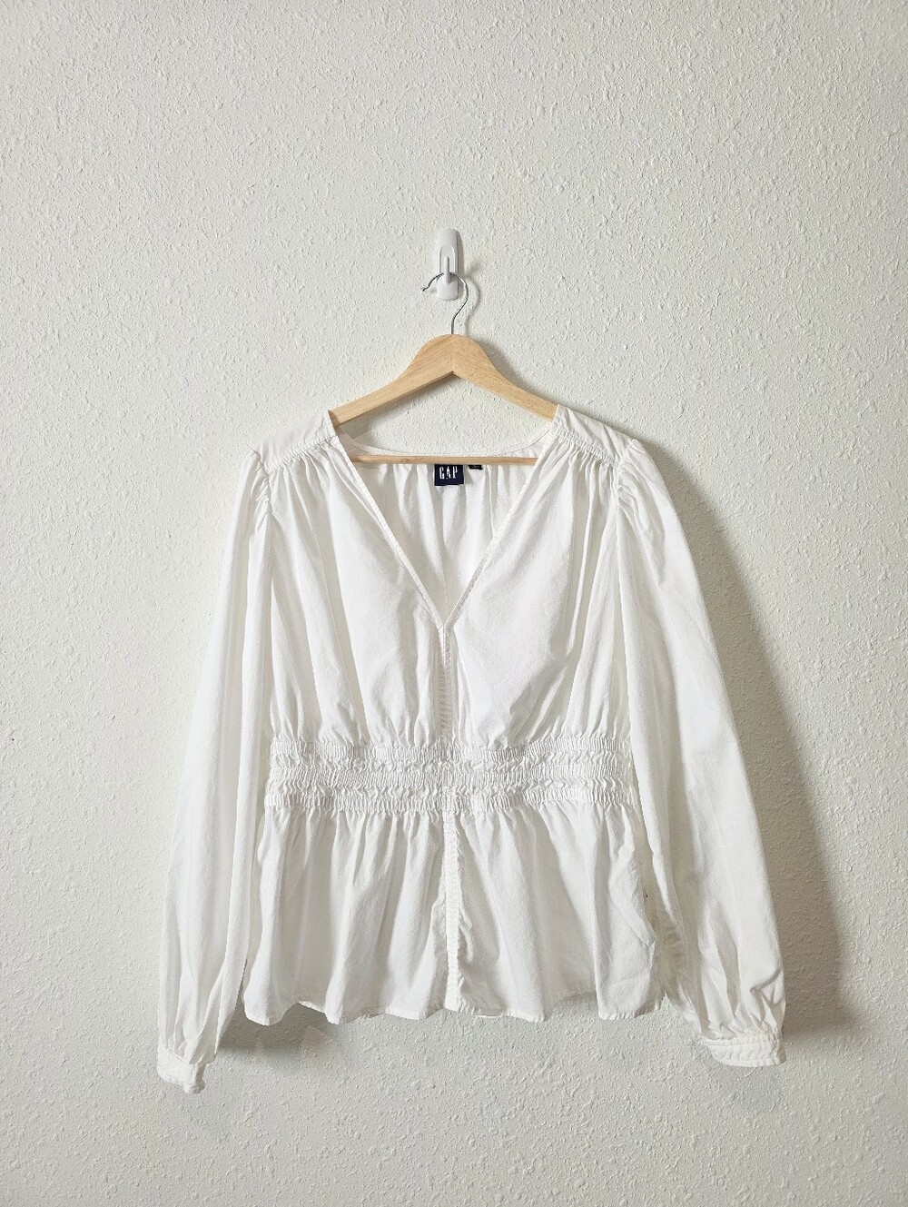 Gap White Puff Sleeve Cotton Top L